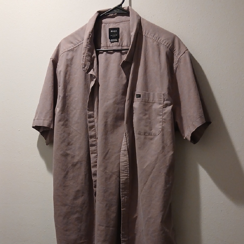 RVCA Men's Casual Button Down Shirt - Tan